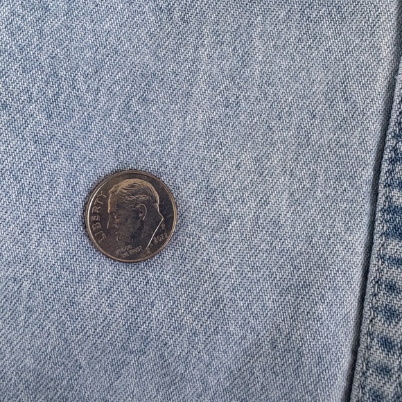 Vintage Denim Flamingo Embroidered Long Sleeve Button-Up Shirt - Picture 5 of 9